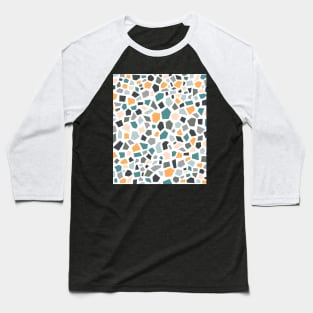 Terrazzo Tile Pattern, Grey, Green and Orange Baseball T-Shirt